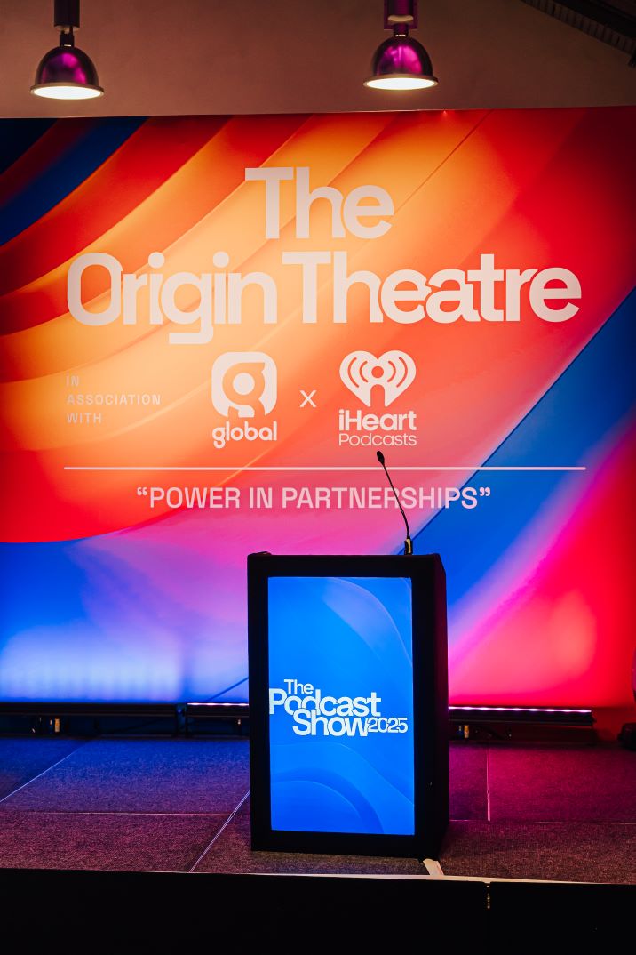 Stage sponsorship branding at Origin Theatre